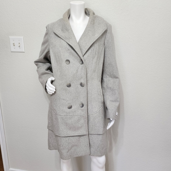 Calvin Klein Jackets & Blazers - Calvin Klein Grey Wool Knee Length Coat Size 14